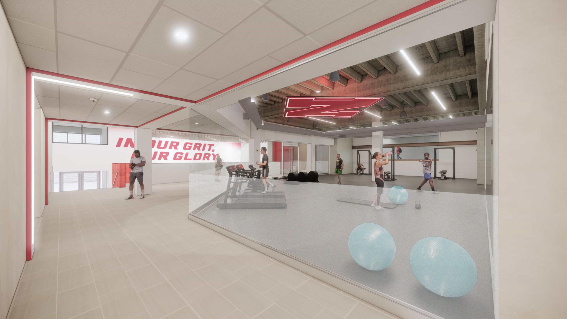 Architectural rendering of the Campus Recreation renovation project