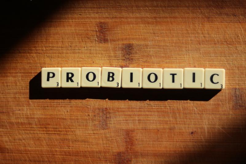 Scrabble tiles spelling the word probiotic