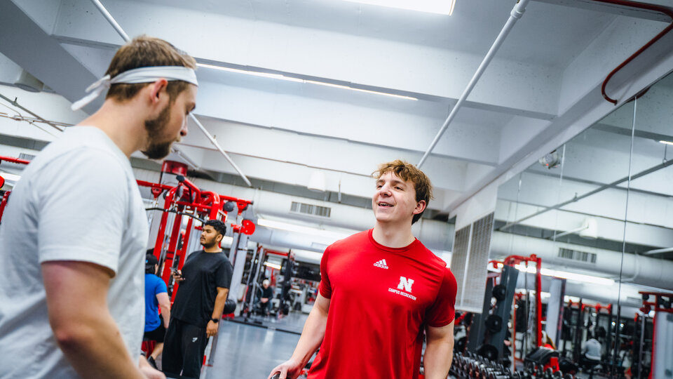 two people interacting during personal training session.