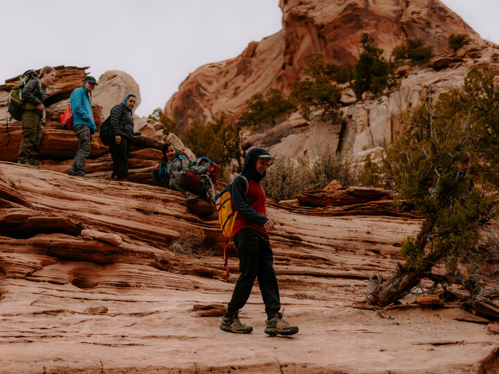 hikers going through Utah mountains