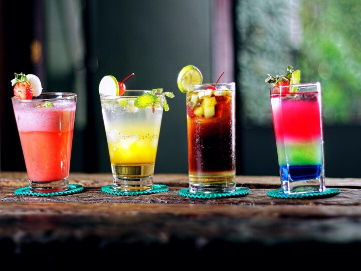 Colorful drinks on a table